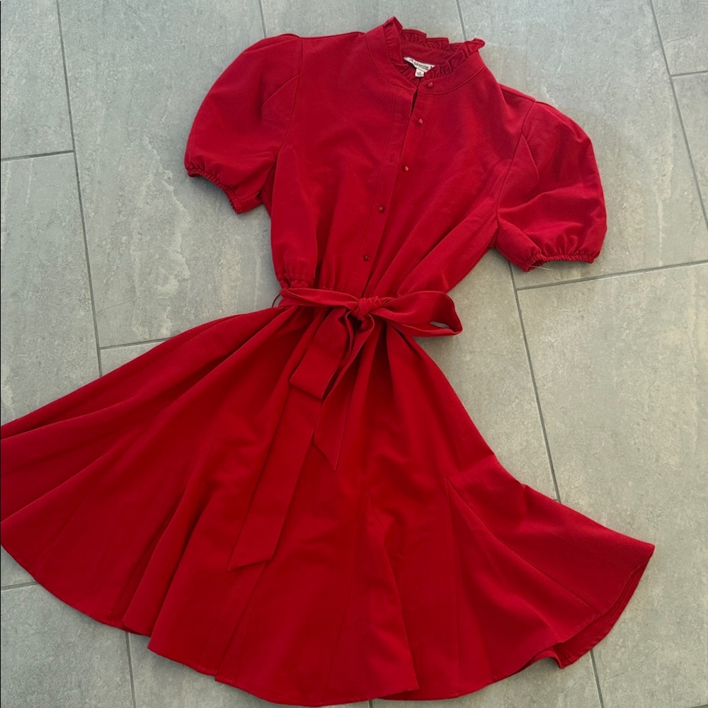 Nanette Lepore Vibrant Red Ruffled Collar Dress 6